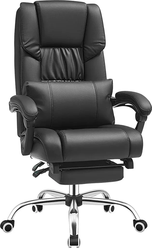 Siège de Bureau Inclinable avec Repose-pieds et Support Lombaire Ajustable