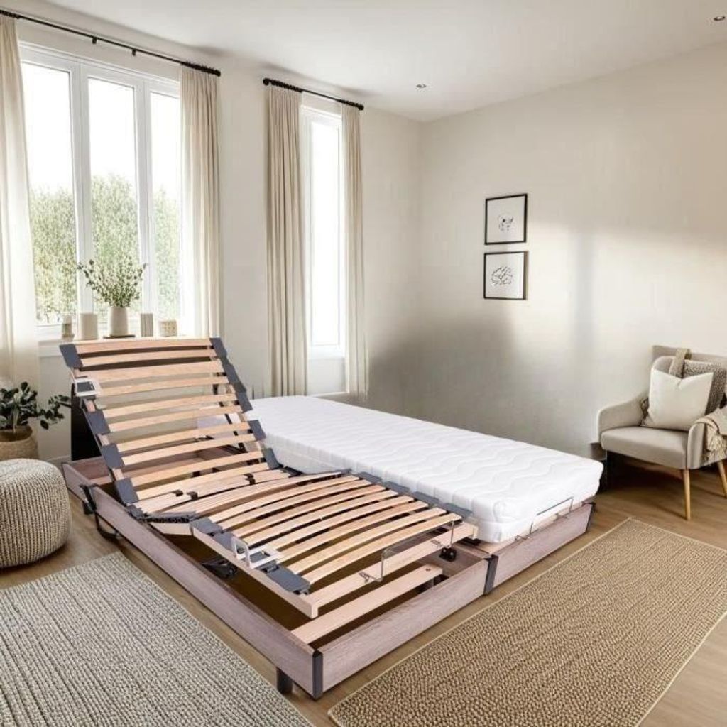 Entspannungsset Matratze + elektrische Lattenroste 2x 90 x 200 cm - Schaumstoff - Fest - TALCA