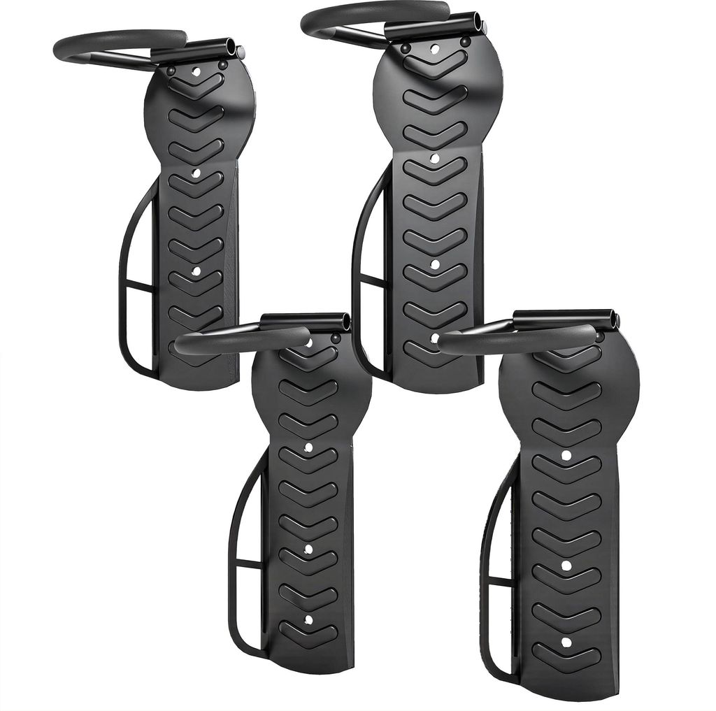 4er Set Fahrrad Wandhalterung Vertikal, Klappbar, 30 kg Tragkraft, Für 4 Fahrräder, Schwarz
