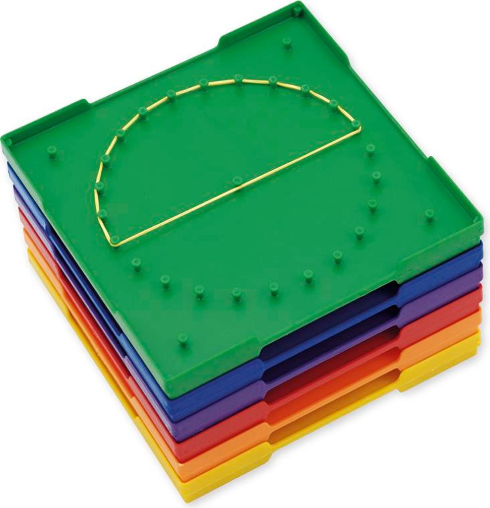 TimeTEX Set Geometrie-Bretter doppelseitig (5x5 Stifte), 15x15 cm, bunt, 6-tlg.