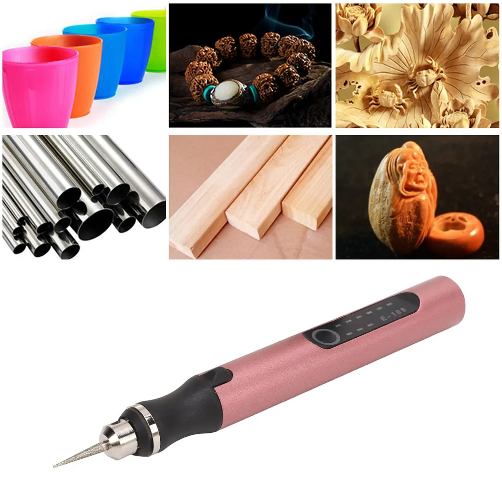 Stylo graveur électrique USB rechargeable or rose - Outil de précision - 6