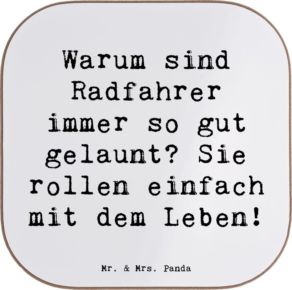 Mr. & Mrs. Panda Untersetzer Tasse Spruch Radsport Glück - Weiß - Geschenk, Holzuntersetzer, für Gläser, Sport, Teamsport, Geschwindigkeit, Fre...