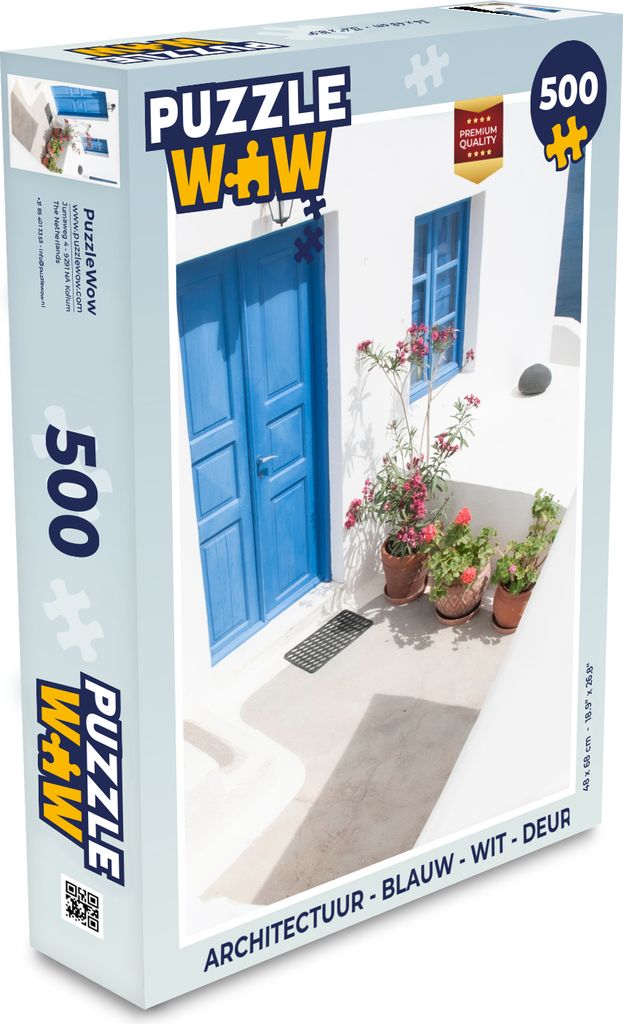 MuchoWow Puzzle 500 Teile Architektur - Blau - Weiß - Tür - Denken - Spiel - Toy