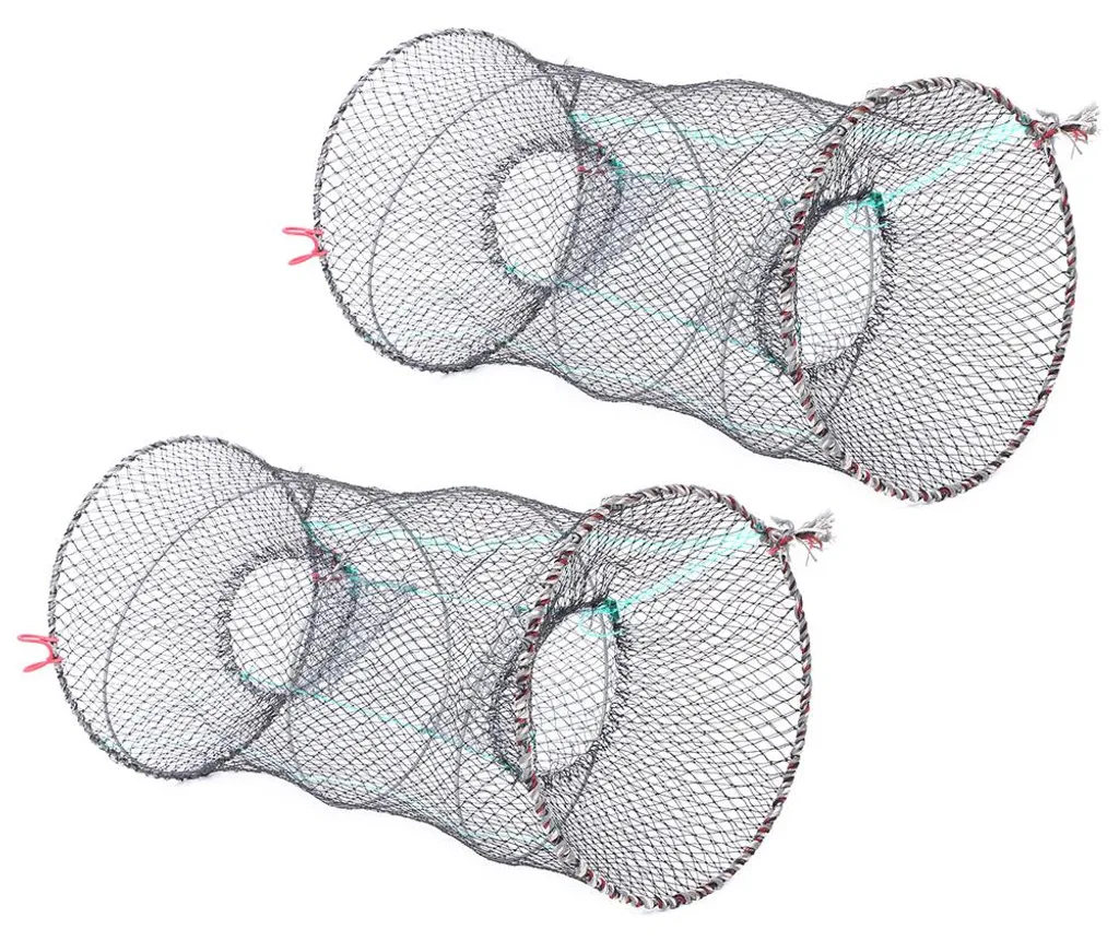 Filet de pêche pliable anti-évasion pour crabes et crevettes - Lot de 2