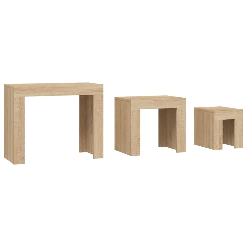 Set 3 Tavolini Sovrapponibili vidaXL Rovere Sonoma | Salvaspazio Design - 3