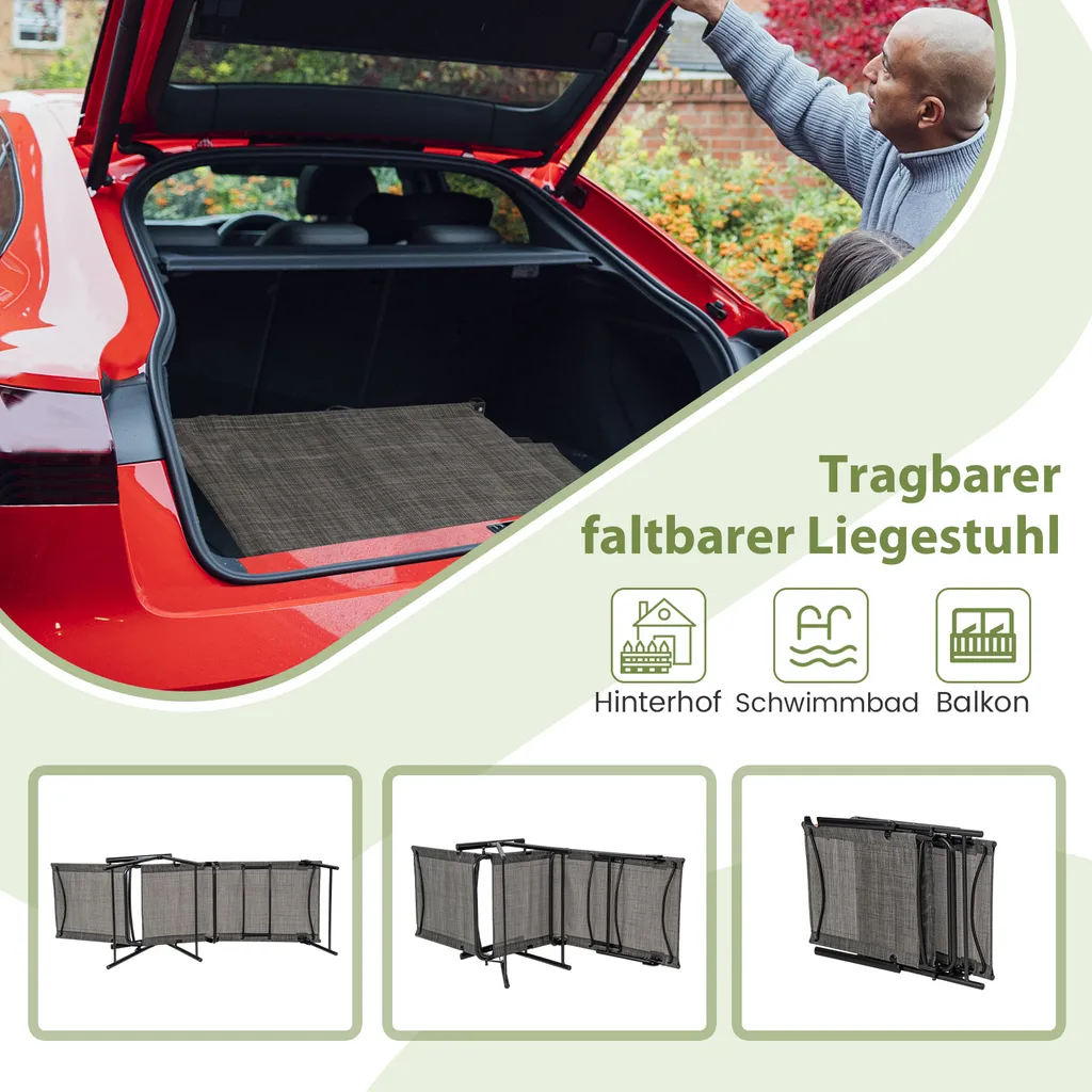 Bain de soleil respirant 150kg Set de 2 Transats réglables de camping - 8
