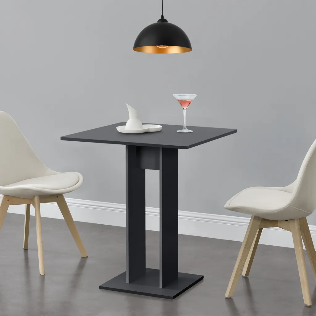 Table gain de place grise pour studio 65 cm à colonne centrale stable