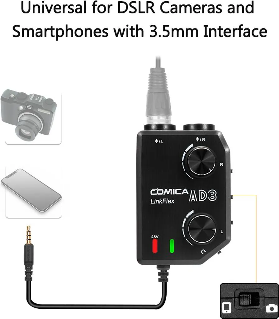 Comica Linkflex AD3 Interface Audio XLR 6,35mm pour DSLR et Smartphone - 2