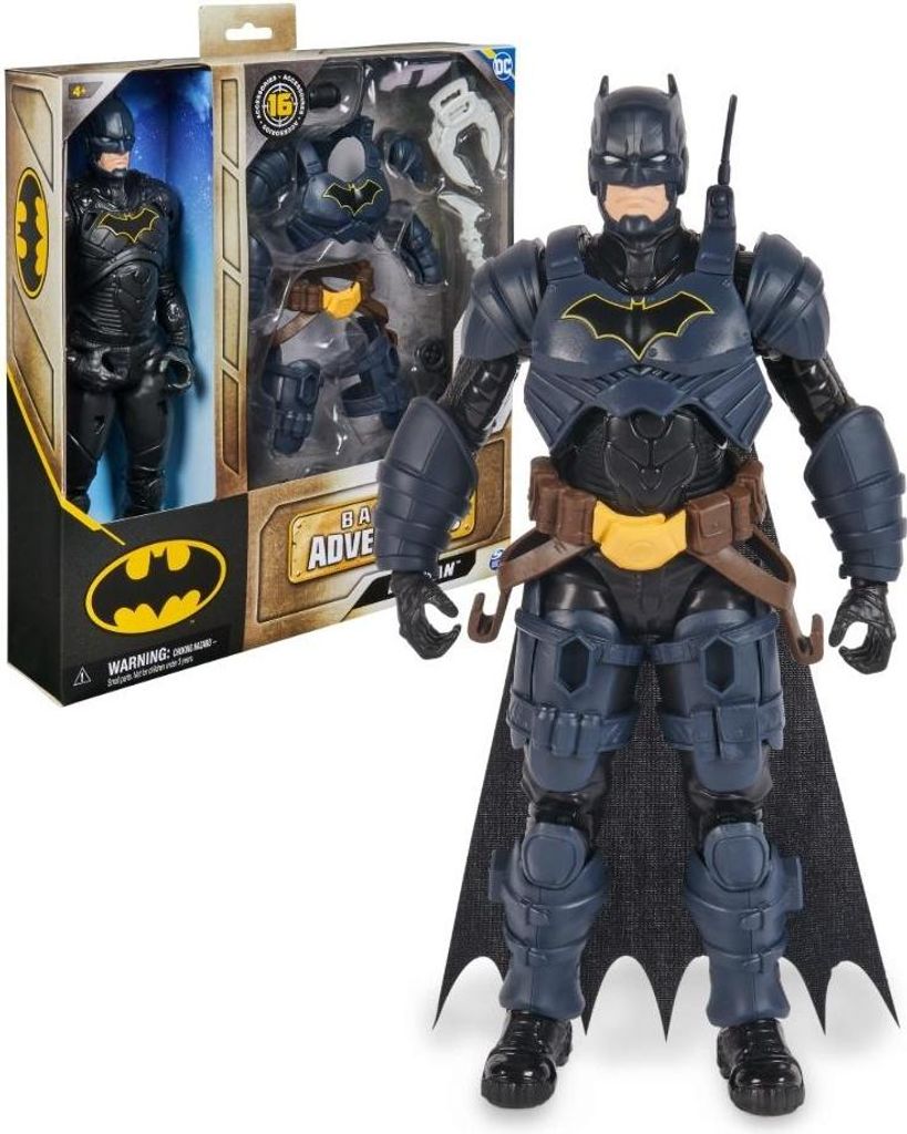 A Batman action figure is displayed next to its packaging.