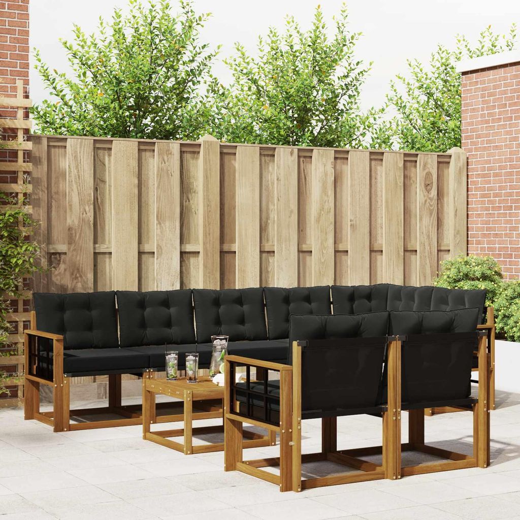 (Robust Möbel)Outdoor-Sofagarnitur - CLORIS - Balkonmöbe/Sitzgruppe - mit Kissen 9 pcs - Moderne Design - Natürlich und Schwarz - Gartensofa...