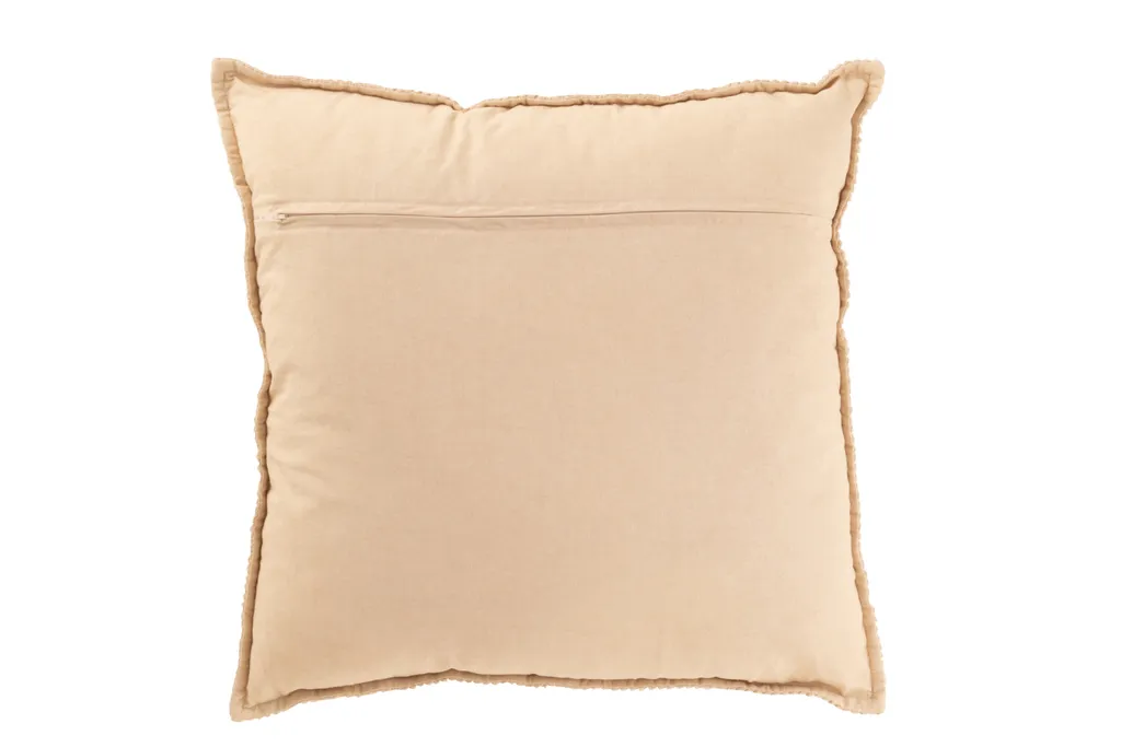 Coussin Rayures Beige J-Line en Coton et Polyester - Format 45x45x12cm