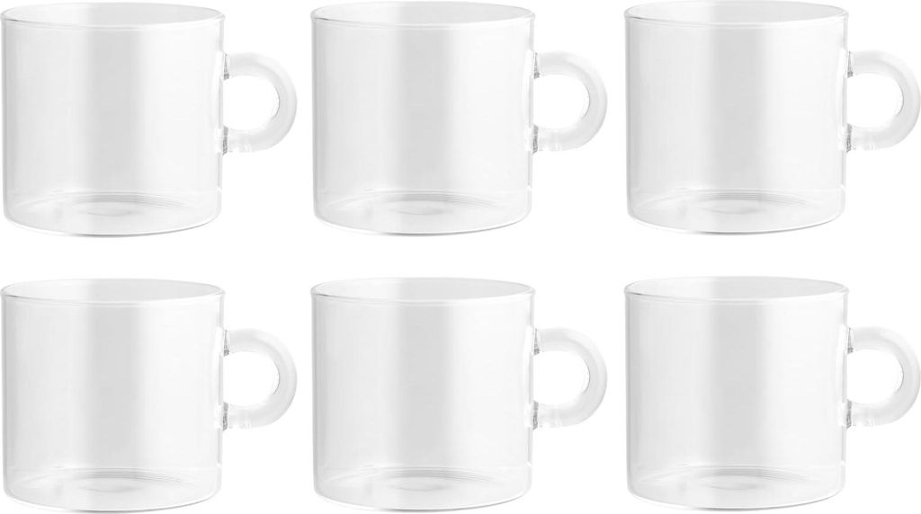 H&H Set mit 6 transparenten Frühstückstassen in Wolkenform, 450 ml