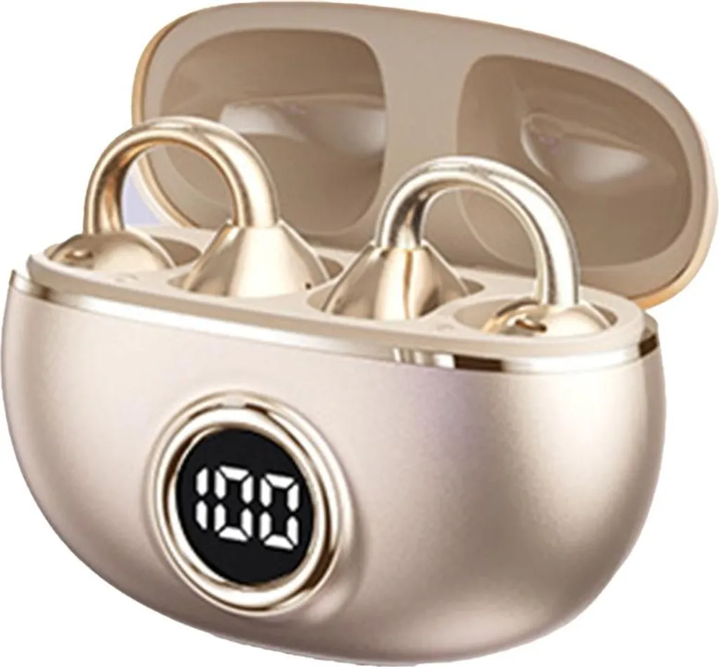 INF Kabellose Knochenschall Kopfhörer mit Digitalanzeige, Open-Ear Design Hautfarbe