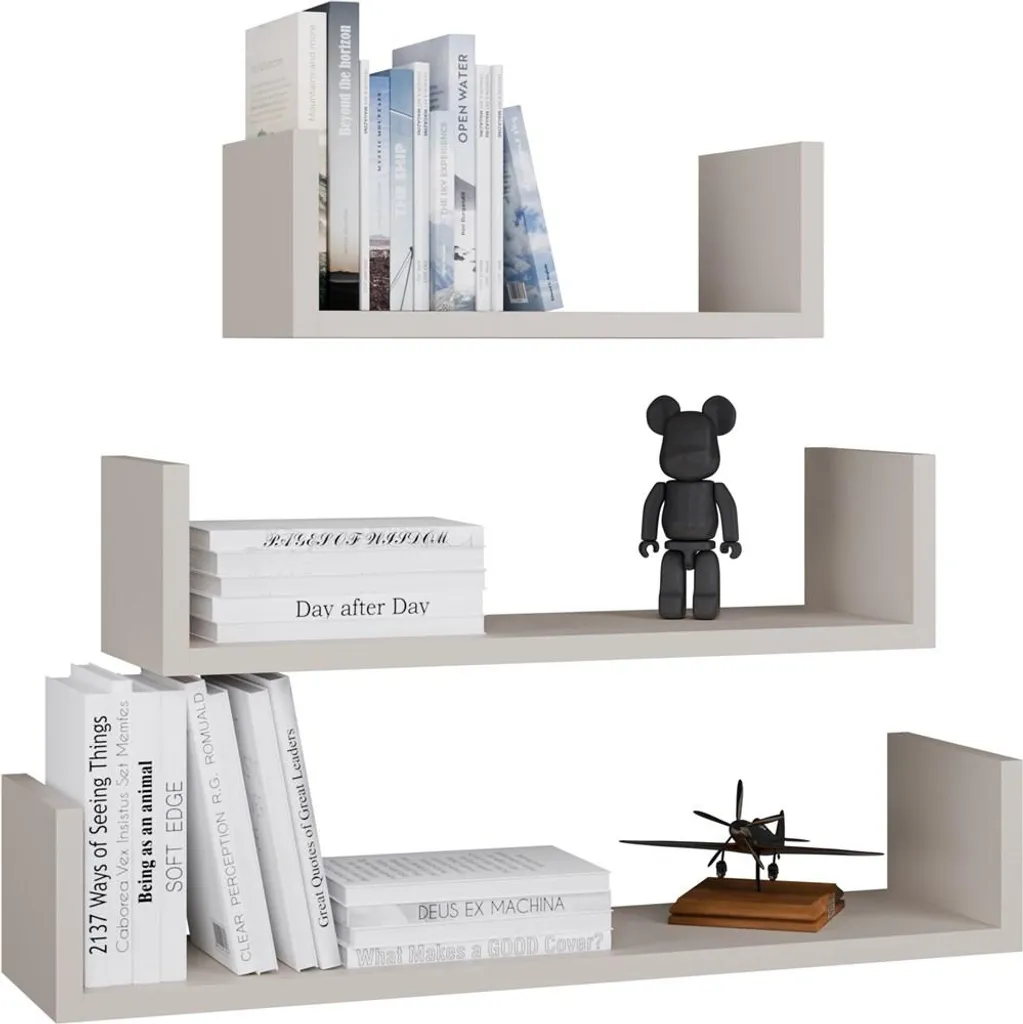 MOBI 3P Set di 3 mensole sospese - Mensole da parete moderne Cashmere Beige