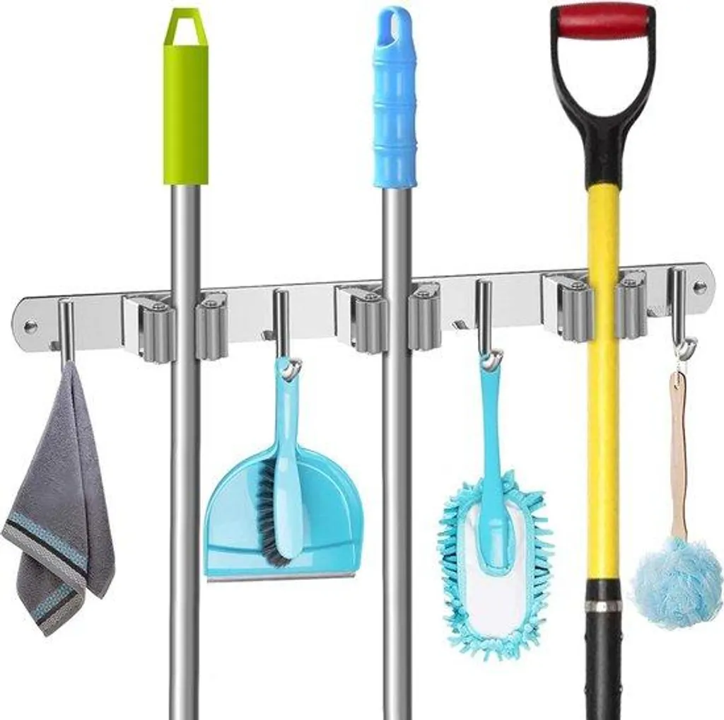 Support de balai mural en inox 38 cm, organisateur robuste multi-usage