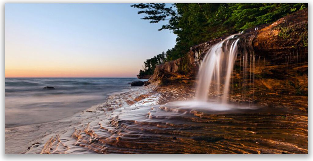 Tulup Leinwand-Bilder 120x60 Wandbild Canvas Kunstdruck Wasserfall Landschaft