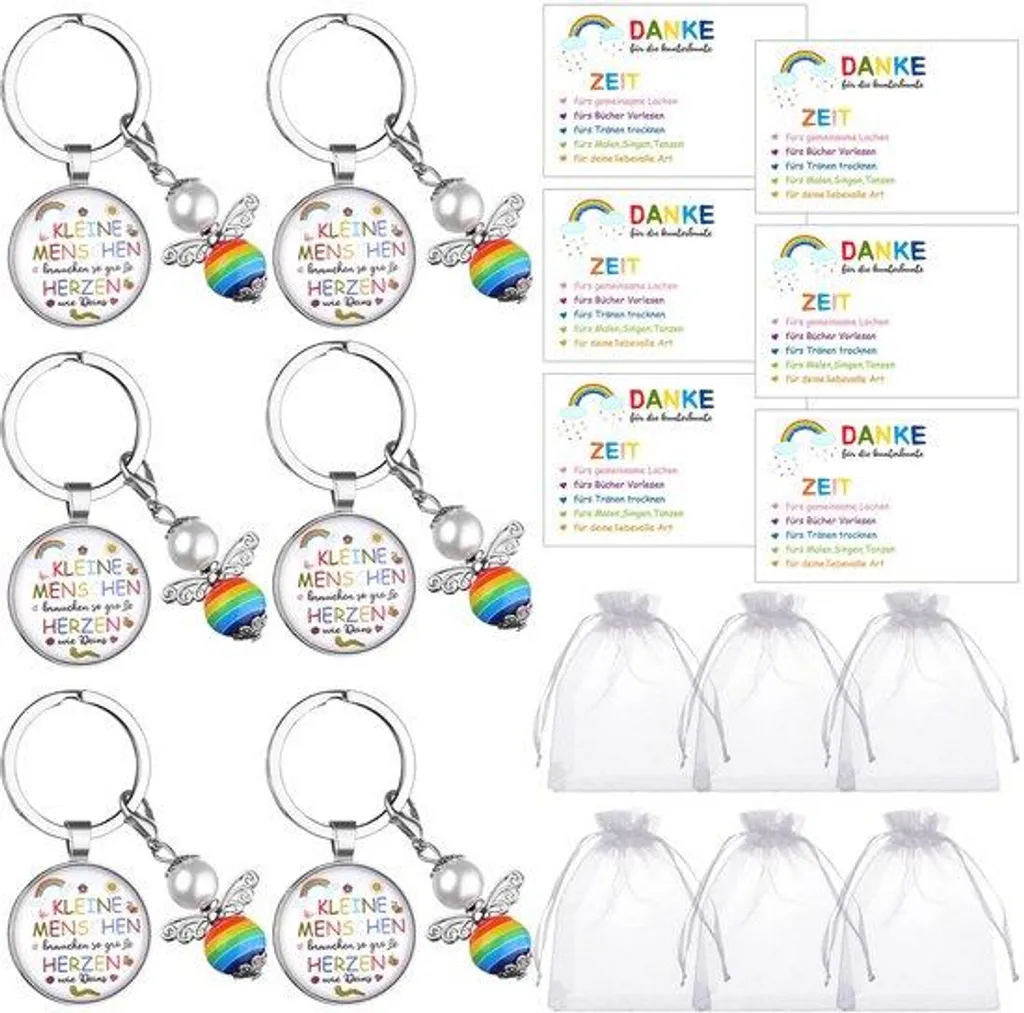 Idée cadeau fin d'année pour maîtresse : lot 6 porte-clés métal école
