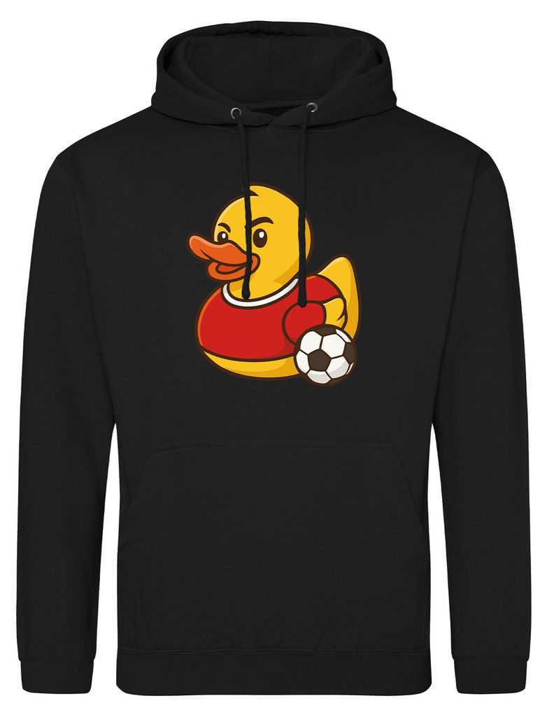 Huuraa Uni Hoodie Quietscheente Fußballer Gummiente Fussballspieler S Deep Black Vegan Sweatshirt Geschenkidee