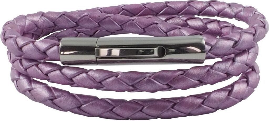 König Design Lederkette Lederband Leder-Armband 4 mm Herren Halskette 17 cm - 100 cm geflochten, Länge:95 Zentimeter, Farbe:Violett Metalisch