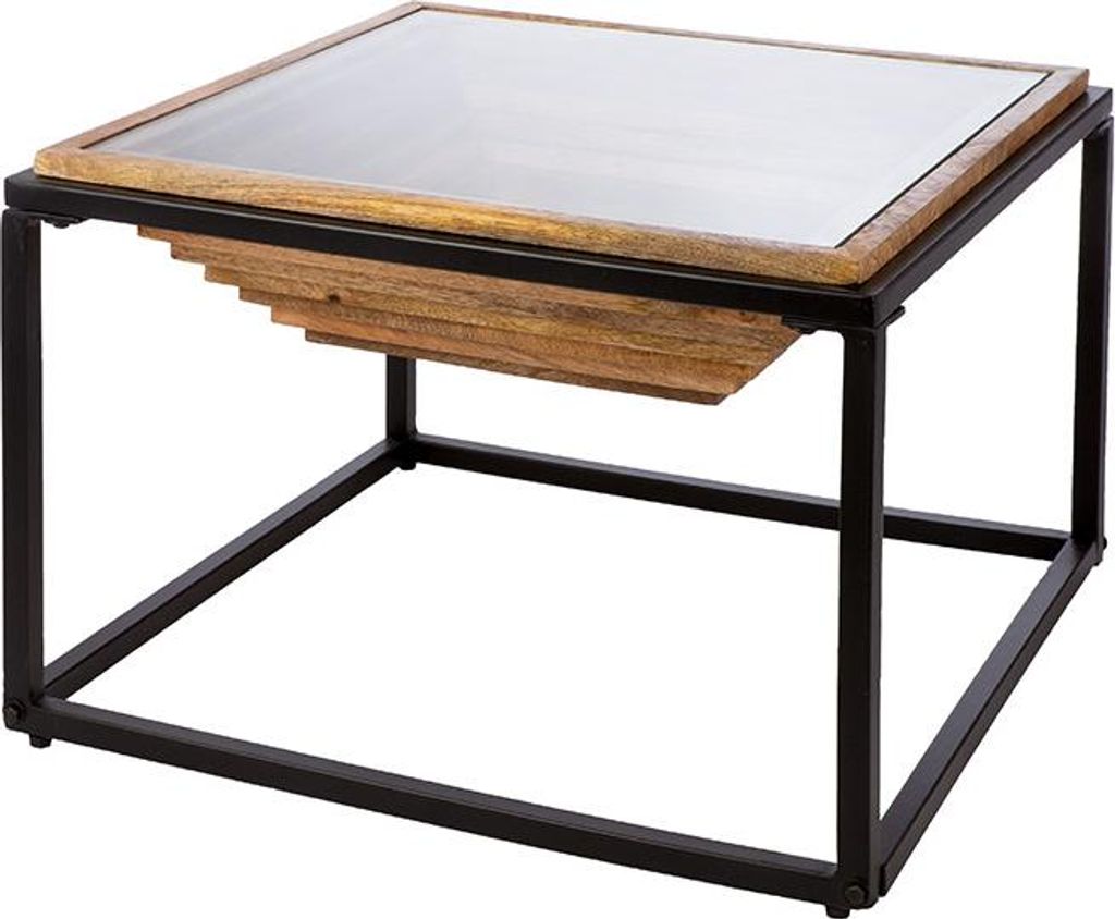 Gilde Beistelltisch, quadratisch, "Moorea", Metall, braun, schwarz, VE 1, L. 60 cm, B. 60 cm, H. 40 cm 53354