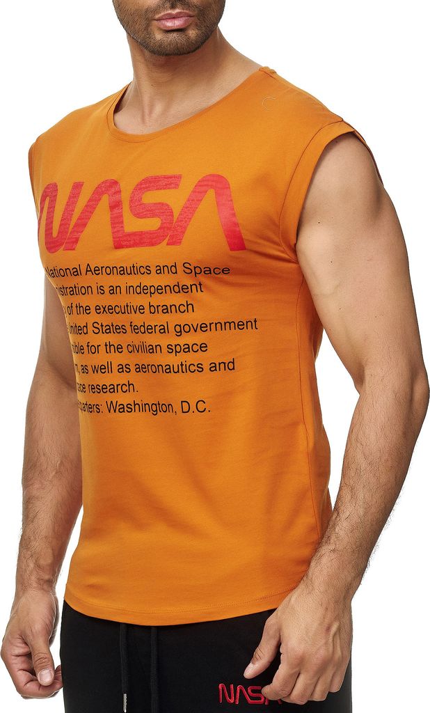 Red Bridge Herren Tank Top T-Shirt NASA Logo USA Ärmellos Orange S