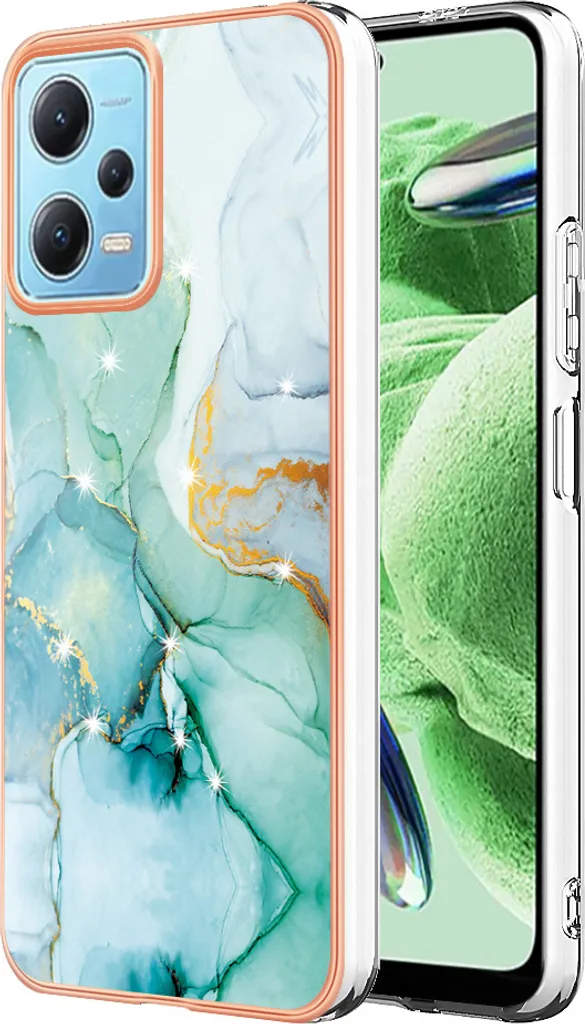 Custodia per Xiaomi Poco X5 /Redmi Note 12 5G, sottile marmo antiurto morbido TPU custodia paraurti verde