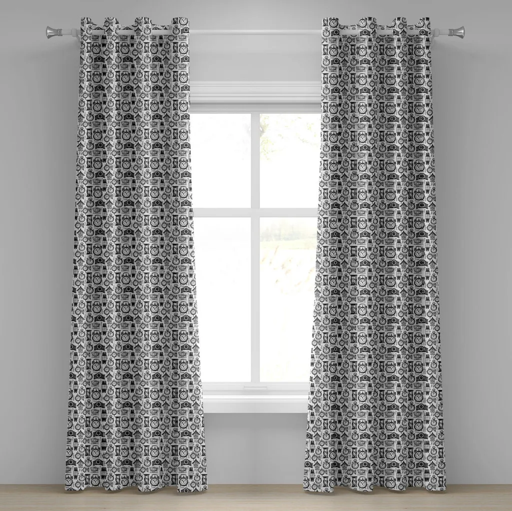 Tende ABAKUHAUS 280x245 cm - Poliestere Vintage Bianco e Nero con Occhielli