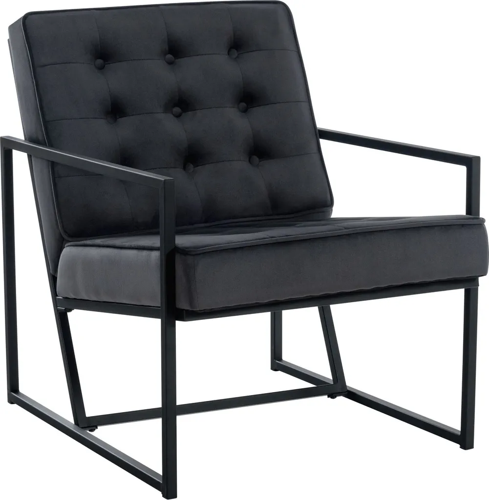 Chaise longue velours surpiqué Avon CLP gris avec piétement métallique