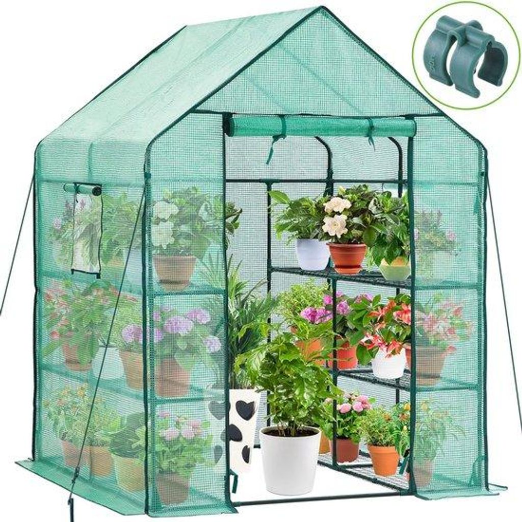 Drei-Ebenen-Grüngarten-Tent aus Kunststoff - 12 Planken - für Pflanzen und Blumen - verstärkter PE-Außenzelt - robust und einfach zu montieren ...
