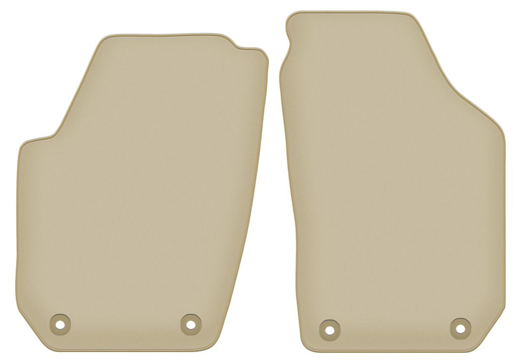 Velours-Fußmatten Vorne PREMIUM beige passend für Skoda Roomster (2006-2015, kombivan) – mit Befestigungen – passgenau