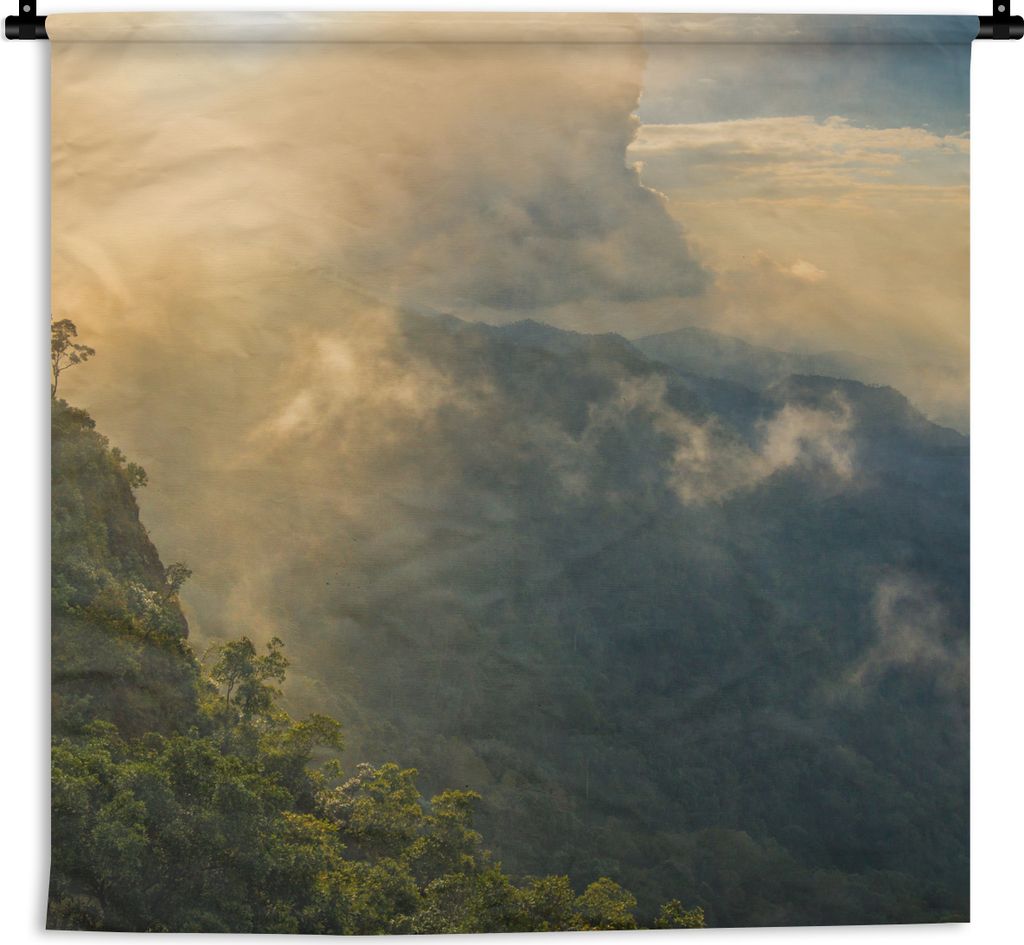 MuchoWow Wandteppich Wandbehang Sonnenschein und Wolken über dem thailändischen Dschungel 60x60 cm Tapisserie Dekoration Wandtuch - Dekoratione...