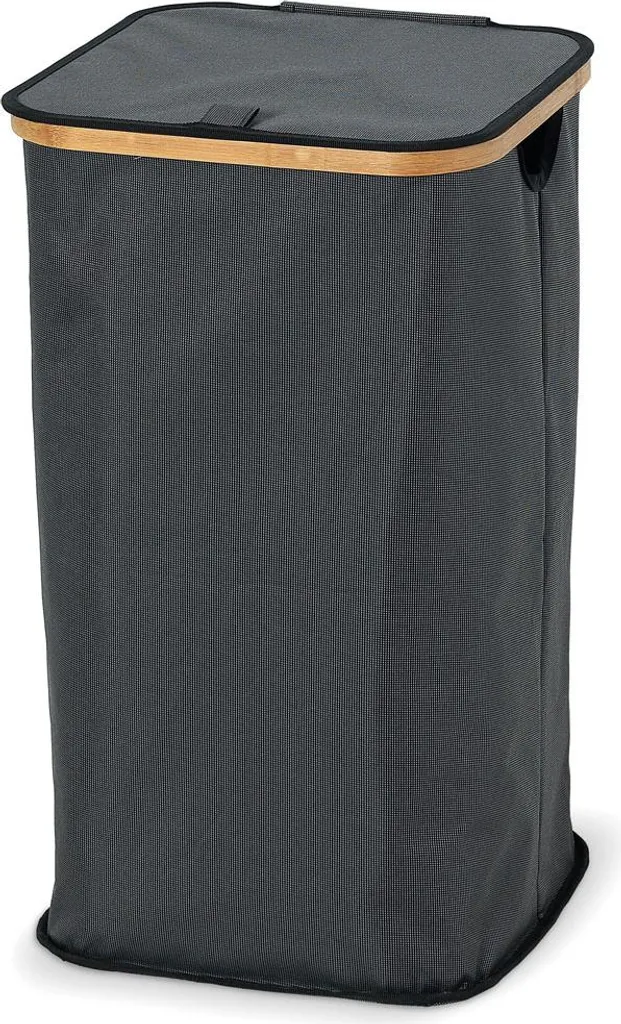 Corbeille à linge rectangulaire en bambou avec couvercle rabattable - 4