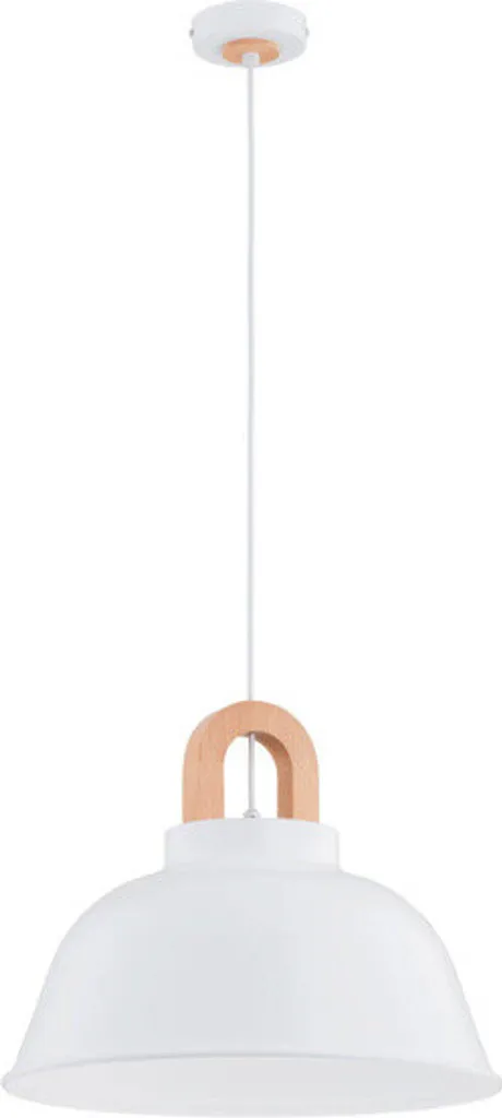 Suspension VAYPER blanc-doré et bois clair 1xE27 90x40cm Alfa Lighting