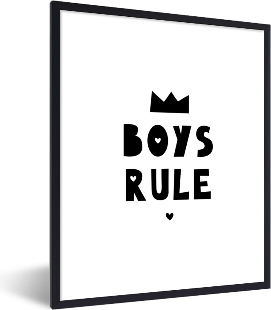 MuchoWow Gerahmtes Poster Jungen regieren - Zitate - Sprichwörter - Kinder - Jungen 60x80 cm - Poster mit Schwarzem Bilderrahmen Wandposter Rahm...