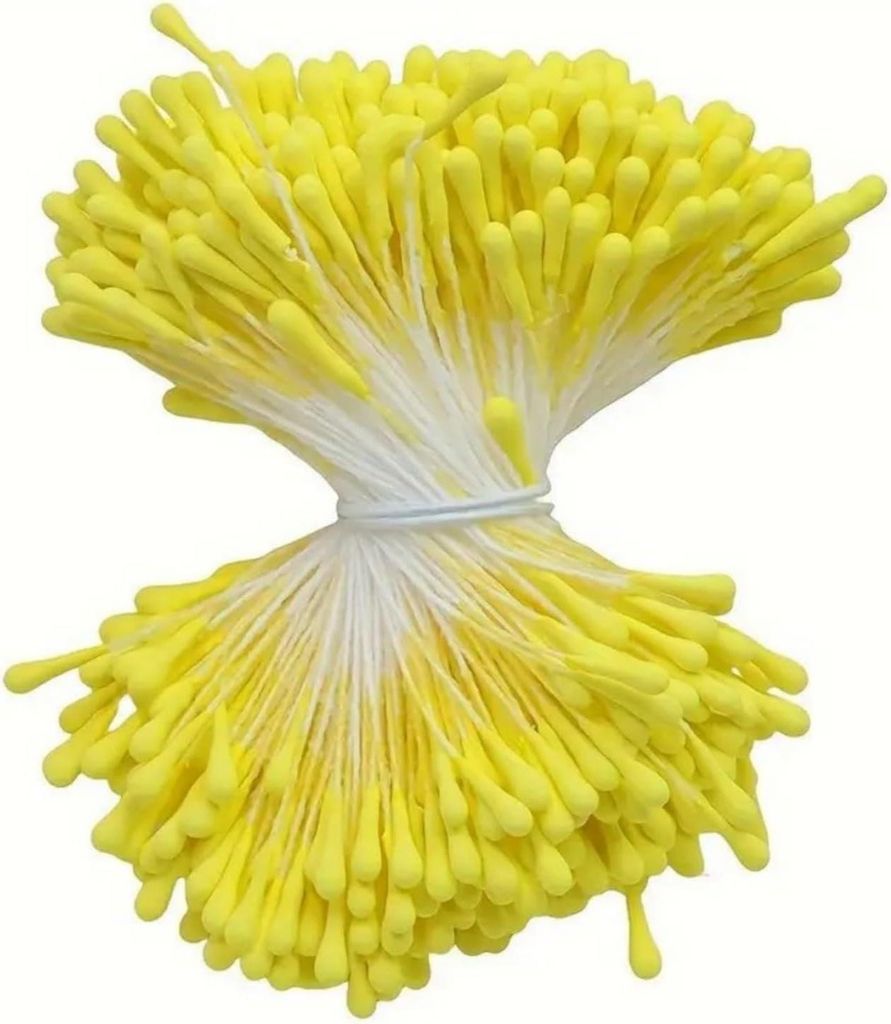 350 Stück Pfeifenreiniger, Pfeifenreiniger zum Basteln, Pfeifenreiniger Blumen Staubblatt in Gelb, 3mm Durchmesser, Mit Zwei Perlenköpfen, Ideal ...