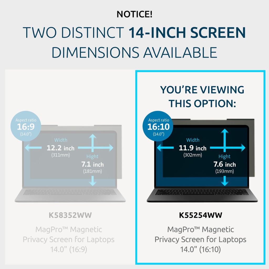 Kensington MagPro - Blickschutzfilter für Notebook - 16:10 - entfernbar - magnetisch - 35.6 cm (14") - Schwarz