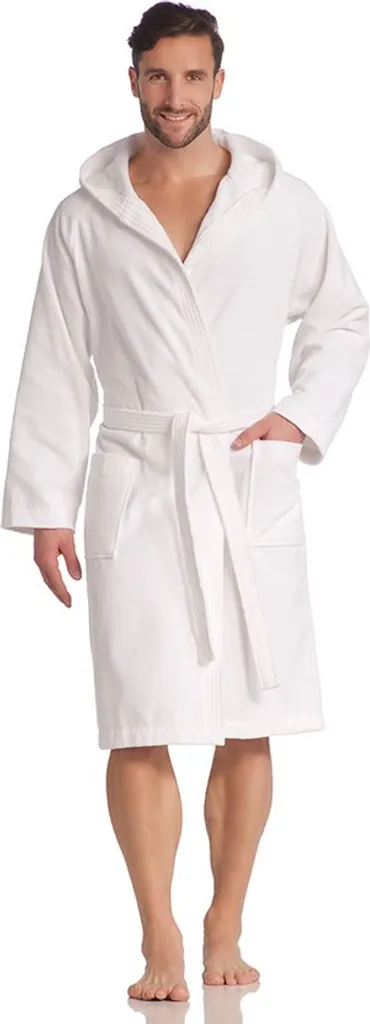 Vossen Texas Accappatoio Bianco XS - Cotone Velour Unisex con Cappuccio