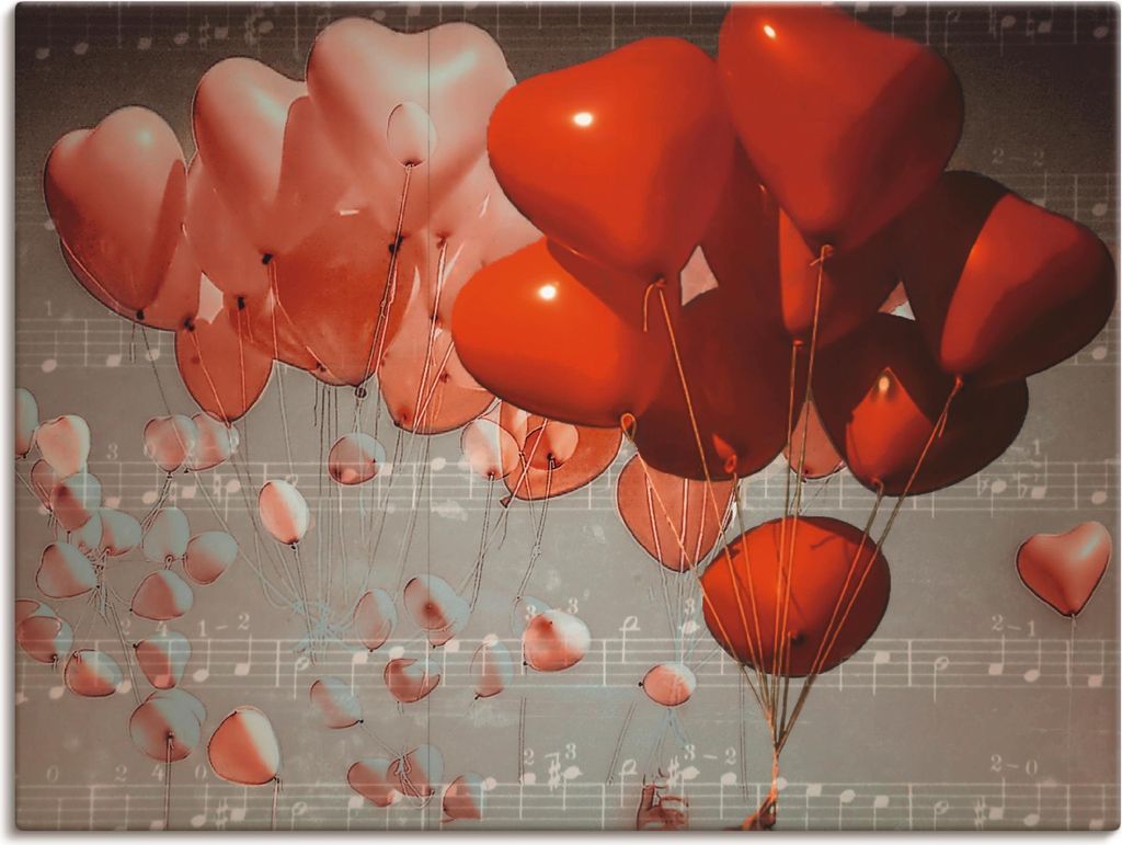 ARTland Leinwandbild Rote Herzen Größe: 120x90 cm