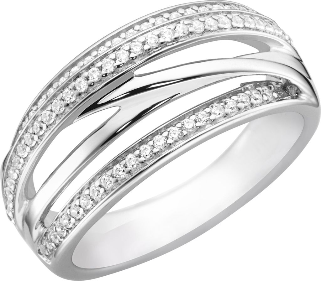 Ring Smart Jewel verschlungen mit Zirkonia Steinen, Silber 925 Silber 52