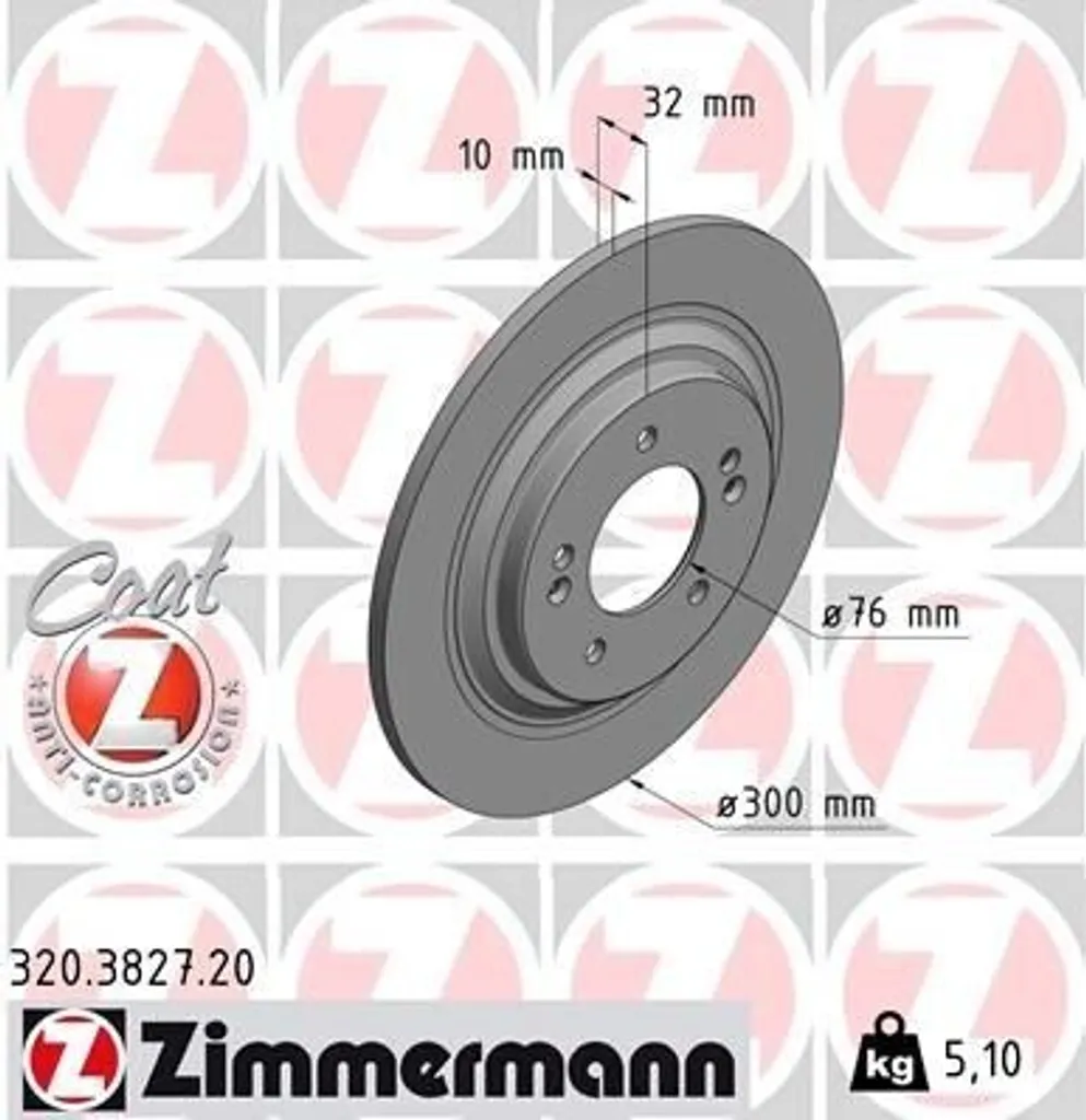 Disque de frein Zimmermann 320.3827.20 haute résistance thermique