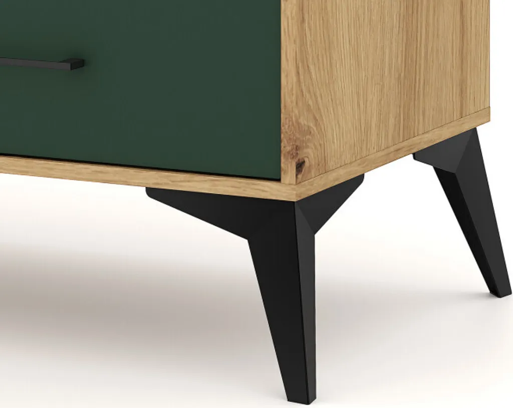 Commode buffet LUGO chêne vert avec rangements - Meuble de salon chic - 7