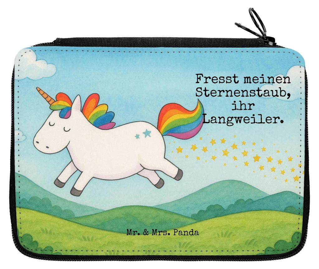 Mr. & Mrs. Panda Federmäppchen Einhorn Happy Design - Weiß - Geschenk, Lächeln, Federmappe, Mäppchen, Bleistiftetui, Federpenal, Einhörner, Un...