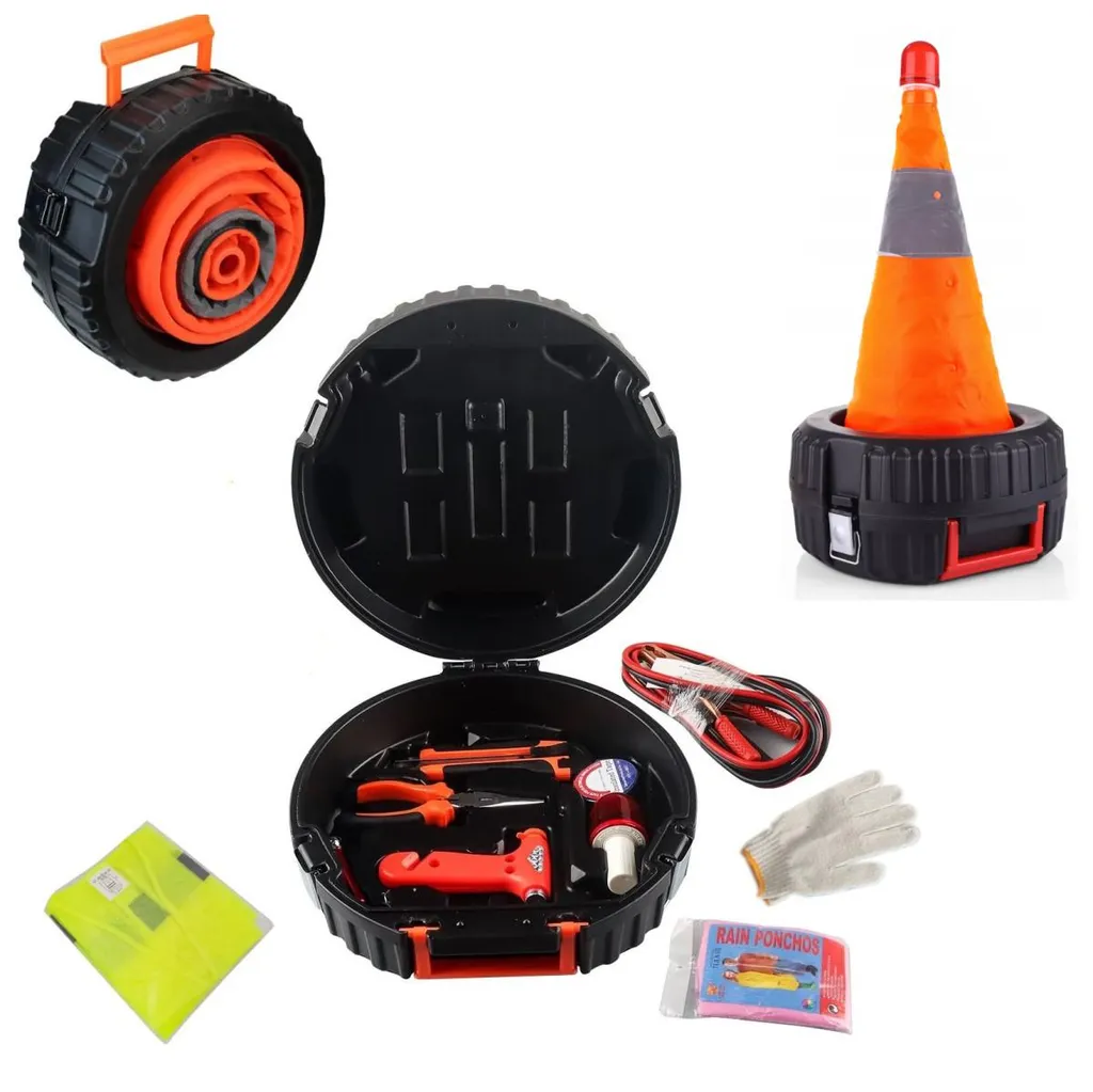 Kit de dépannage 11 pièces avec cône pliable pour voiture et camion