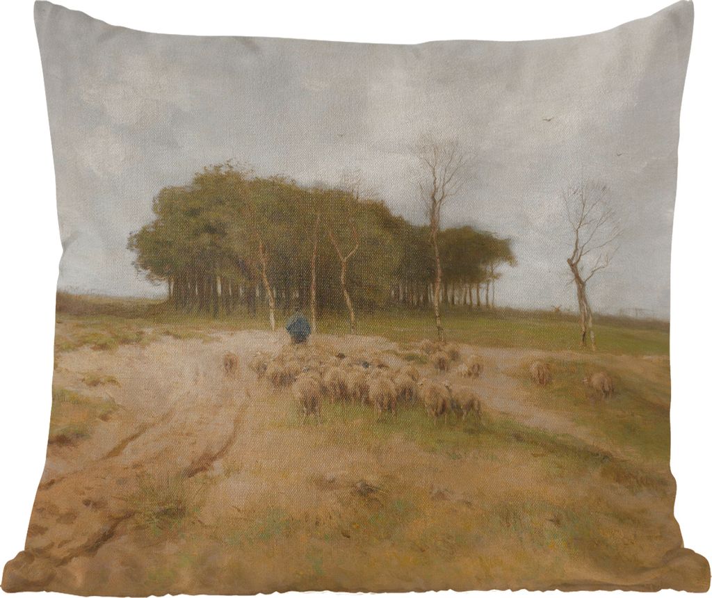 MuchoWow Zierkissen Sofakissen Wohnzimmer Dekokissen 60x60 cm Heide bei Laren - Gemälde von Anton Mauve - Sitzfläche - Foto Polster