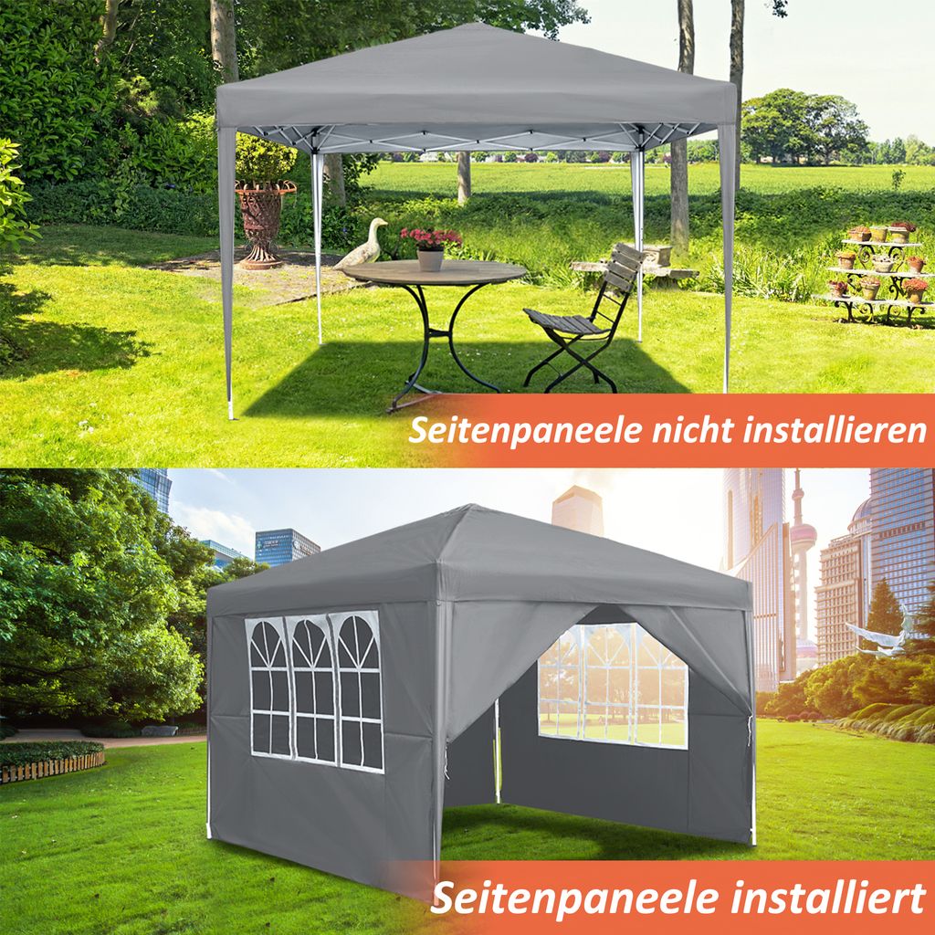 LZQ 3x3m Faltpavillon Pavillon Faltbar mit 4 Seitenwänden, Produktbild 3