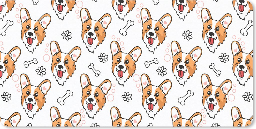 MuchoWow Schreibtischunterlage Muster - Hund - Corgi - Jungen - Mädchen - Kinder - Kinder 80x40 cm - XXL Mauspad - Gaming Mauspad