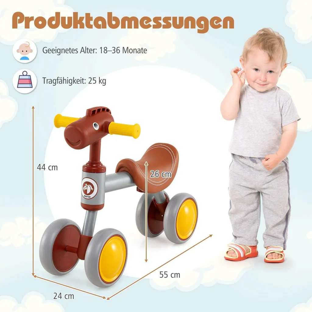 Draisienne pour tout-petits 18 à 36 mois avec 4 roues stables - Modèle B2