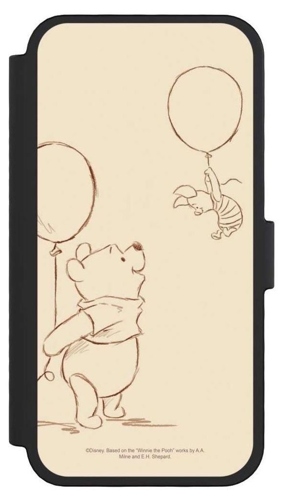 NIVOCASE Klapphülle für Apple iPhone 16 Pro Handyhülle aus Kunst Leder NIVOflip schwarz Disney Offizielles Lizenzprodukt Winnie Puuh