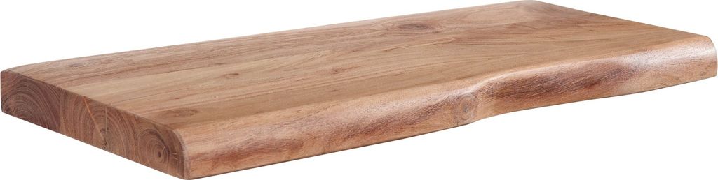 WOHNLING Wandregal mit Baumkante Akazie Massivholz 60 cm Design Schweberegal Wandboard Massiv Regal Holz Natur Landhausstil Hängeregal
