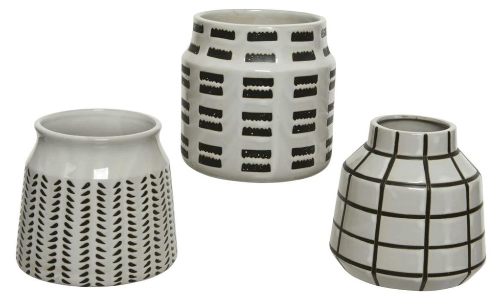 Decoris Porzellanvase modern weiß schwarz - stilvolle Deko Vase